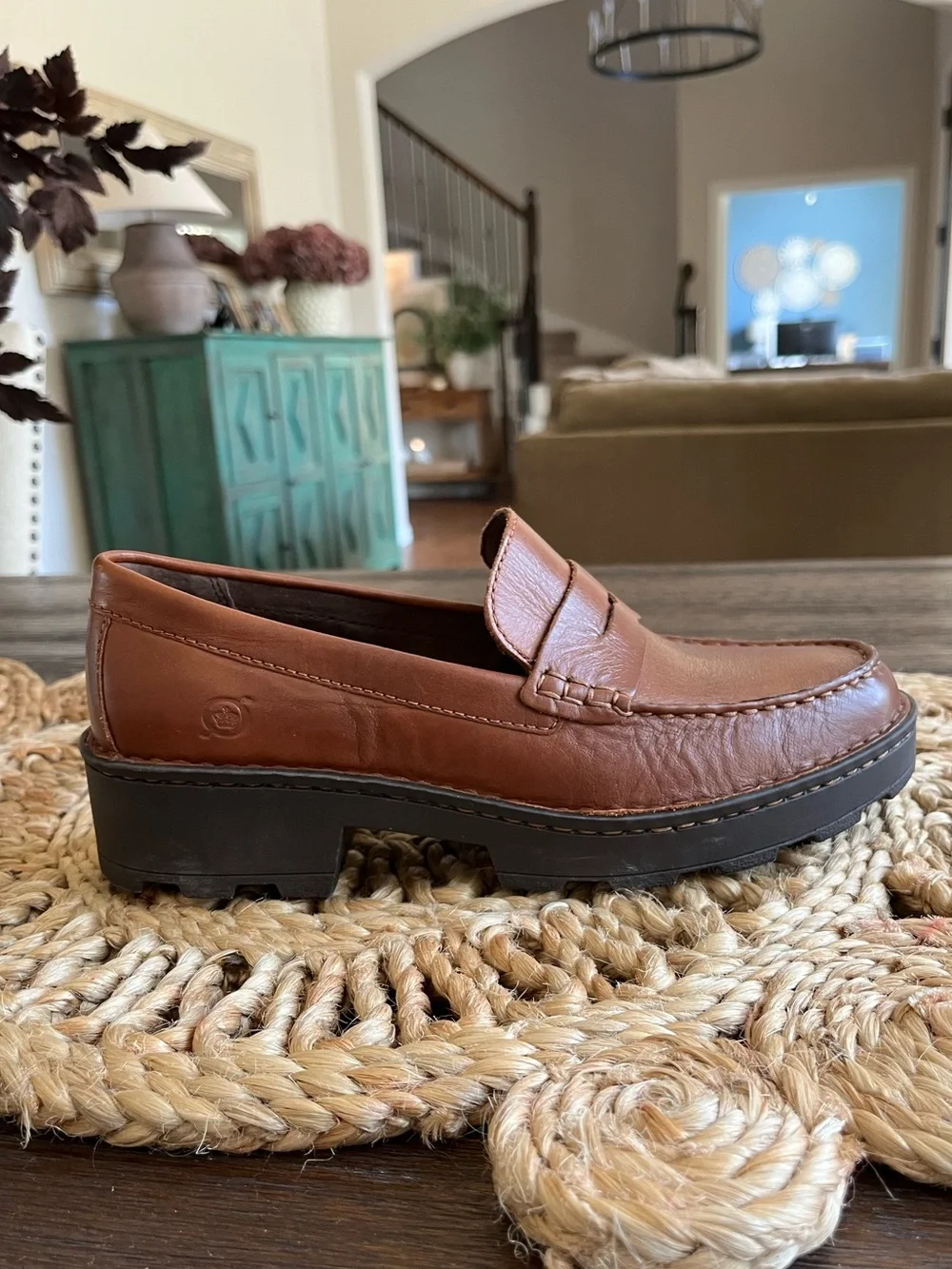 Born SZ 7.5 Carrera Brown Leather Lug Sole Loafer Penny Loafer Women’s | Worn 1x